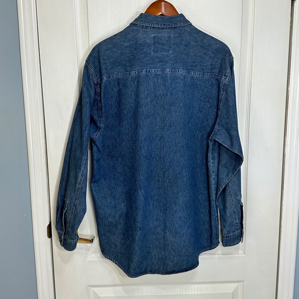 Bugle Boy Gold Crest Millennium Series Denim Shirt Mens Medium Blue Long Sleeve - Picture 4 of 8